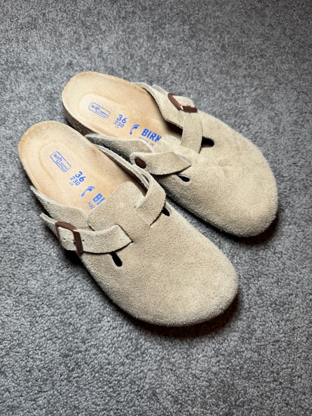 Birkenstock Women's Suede Clog Mules in Beige